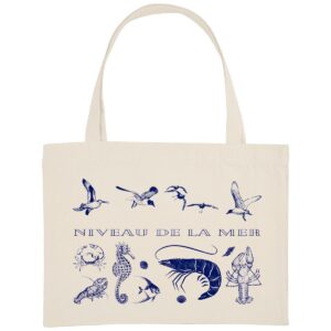 Sac de plage. Niveau de la mer. Mouettes. Marine